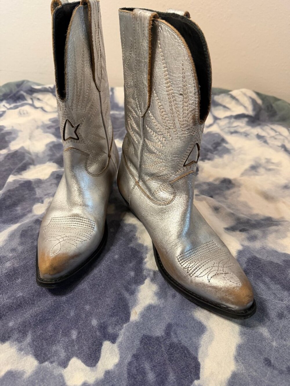 Golden Goose Silver Metalic Wish Star Western Boots Size 37 EUC - Picture 5 of 13